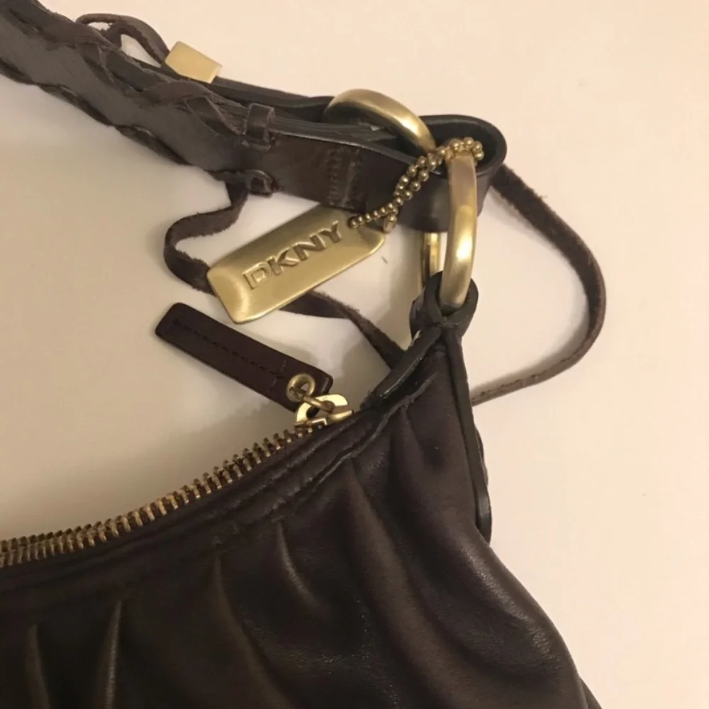 Damaged - DKNY Brown Leather Hobo Bag